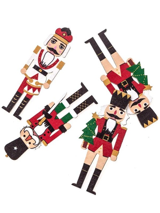 Set 4 Ornamente din lemn - Spargatorul de Nuci 8.7 x 3 cm Dp-Craft DPDN-213