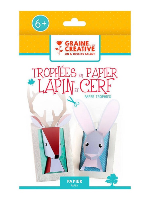 Kit trofee animale din hartie iepure si cerb Graine Creative 750108