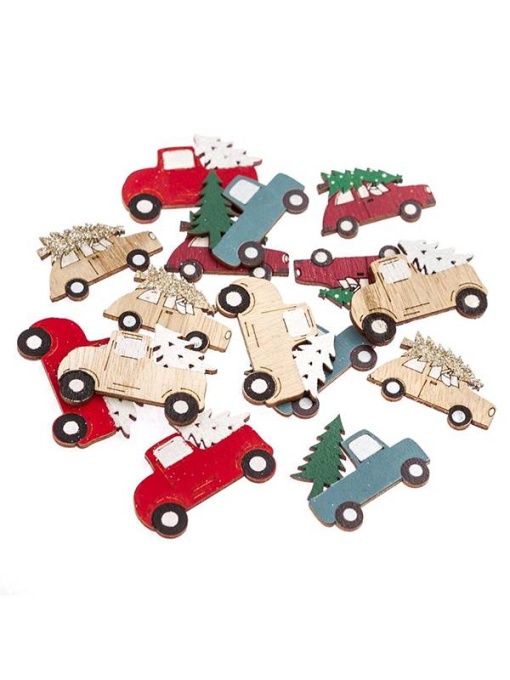 Set 15 ornamente lemn masini de Craciun Dp Craft dpdn-194