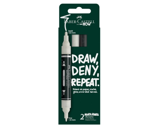 Set 2 markere acrilice Multimark alb-negru blister Faber-Castell FC186011
