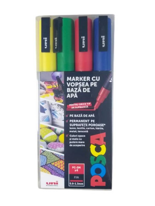 Set 4 markere PC-3M 0.9-1.3mm Uni Posca M1505