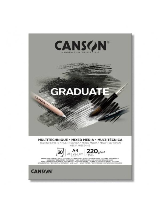 Bloc Mixed Media 220 g/mp 30F Graduate Grey Canson