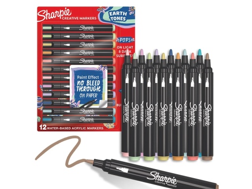 Set 12 Markere Creative Acrylic Sharpie Varf Rotund Pastel