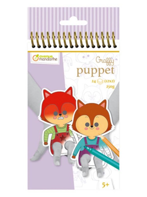 Set 24 Figurine de colorat Graffy Puppet Emotii Avenue Mandarine GY137C