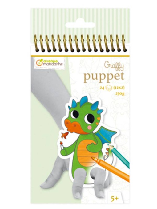 Set 24 Figurine de colorat Graffy Puppet Animale Fantastice Avenue Mandarine GY096C