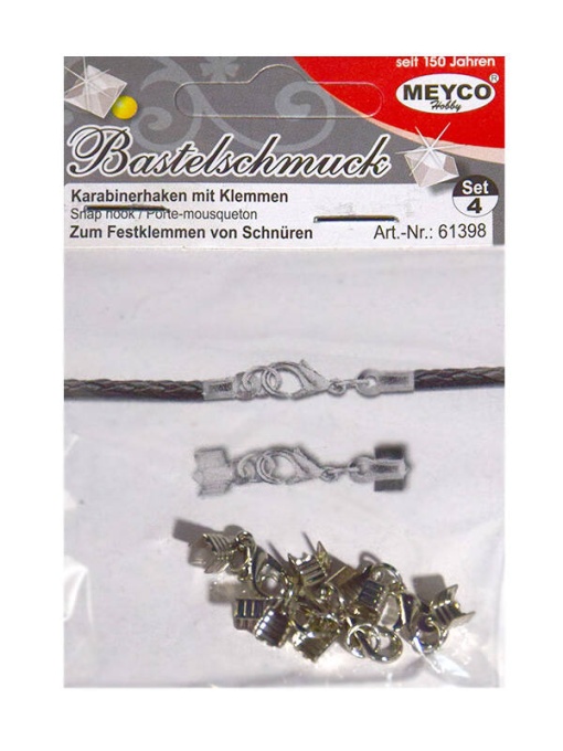 Set 4 carabine pentru snur argintii Meyco 61398