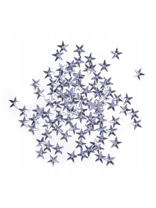 Cristale decorative in forma de stea 15 mm, argintii set 100 bucati Dp Craft GRKR-098