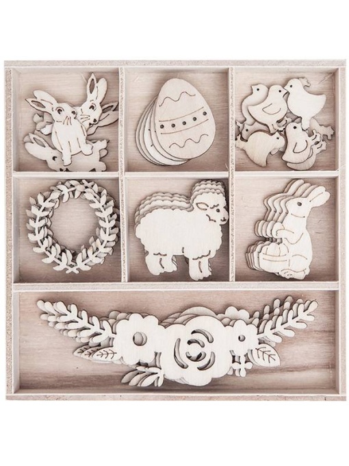 Set 35 ornamente din lemn pentru Paste Dp Craft dpdn-134