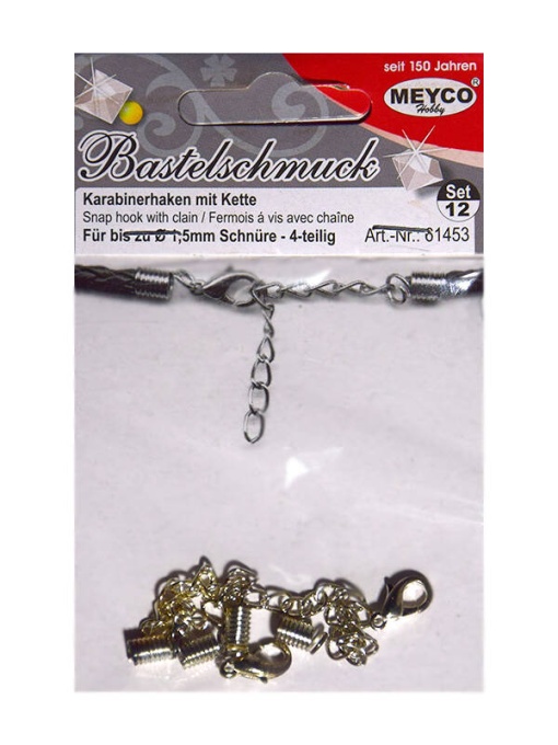 Set de 2 carabine argintii cu lantisor 12 mm Meyco 61453
