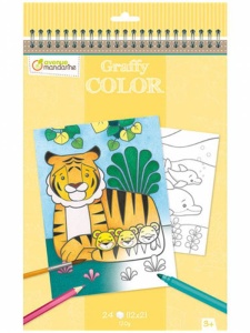 Carte de colorat Graffy Color Avenue Mandarine - Animale, 24 file, spira GY097C