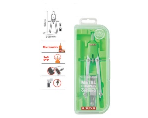 Compas geometrie 3 piese in cutie plastic pastel CO11FLU Arda