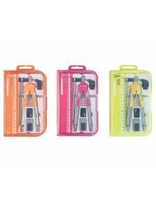 Compas geometrie 6 piese, cutie plastic Smart Box - culori fluorescente Arda CO2FLU