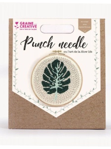 Kit Creativ cu Tehnica Punch Needle model Frunza Monstera 20 cm Graine Creative 420201