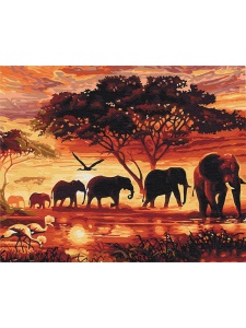 Kit pictura pe numere Elephants in the Savannah 5189
