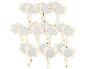 Oglinda de mana, din lemn, model floare, 9 cm 579500 Creativ Company