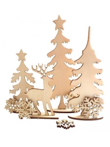 Pansa de lemn cu 9 figurine pentru decorat 101212