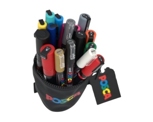 Penar Cilindric Negru cu 18 Markere Posca