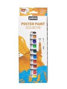 Set 11x10ml Culori Gouache Pop Art + 15ml White 669800 Pebeo
