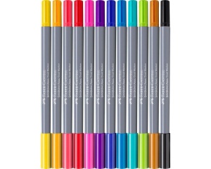 Set 12 markere solubile 2 capete goldfaber Faber-Castell 164612