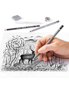 Set 12 piese carbune Mars Lumograph Staedtler 61100C