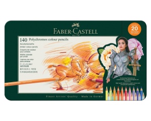 Set 140 creioane colorate cu mina 3,8 mm in cutie metalica, Polychromos, Faber-Castell, FC110014