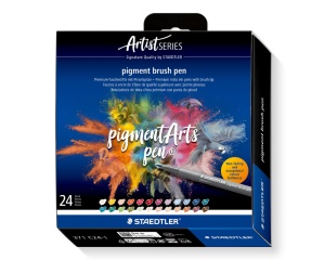 Set 24 linere Pigment Brush cu varf tip pensula, culori de baza, 371-C24-1, Staedtler
