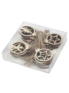 Set 24 ornamente din lemn, motive de Iarna Creativ Company 54464