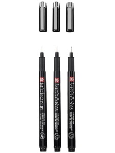 Set 3 Linere Sakura Pigma Micron Black Edition + Penar POXSDKB3