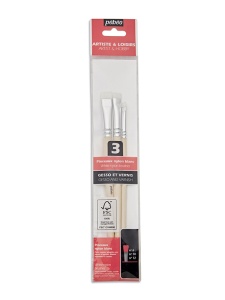 Set 3 pensule, par sintetic, fibre scurte albe, varf lat Pebeo 952604