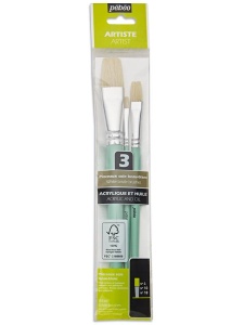 Set 3 pensule, varf plat, par de porc Pebeo 952314