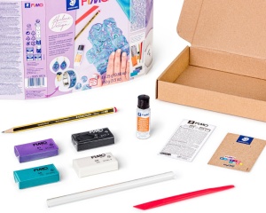 Set 4x25g fimo + accesorii pentru realizarea efectului marmorat 8025 HTC5 Staedtler