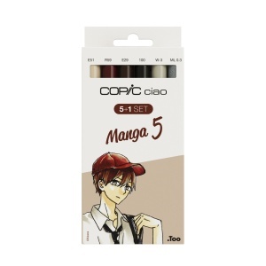 Set 5 markere cu cerneala pe baza de alcool + 1 Multiliner 0,3 mm, Copic Ciao Manga 5, 22075562
