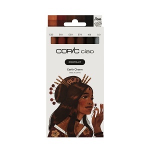 Set 5 markere cu cerneala pe baza de alcool + 1 Multiliner, Copic Ciao Portrait Earth Charm, 22075585
