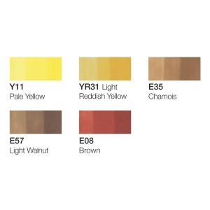 Set 5 markere cu cerneala pe baza de alcool + 1 Multiliner negru 0,3 mm, Copic Ciao Hair Tones 1, 22075572 - Img 3
