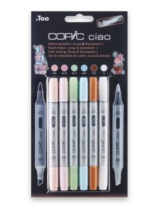 Set 5 markere cu cerneala pe baza de alcool + Colorless Blender, Copic Ciao Scrap & Stempel 1, 22075559