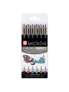 Set 6 finelinere Pigma Micron Basic Colors Sakura POXSDK056A