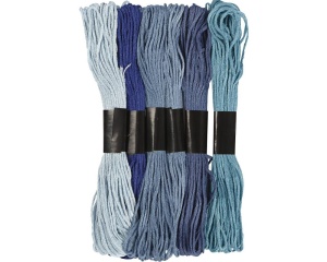 Set 6 fire de broderie, 1 mm, nuante de albastru, 412710, Creativ Company