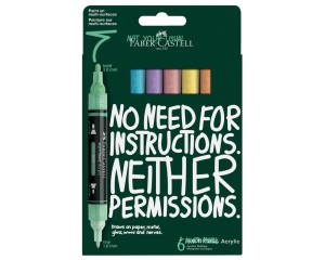 Set 6 markere acrilice Multimark culori pastel blister Faber-Castell FC186005