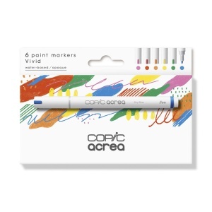 Set 6 markere cu pigmenti pe baza de apa, Copic Acrea Vivid, 20077601