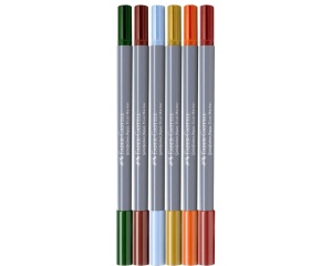 Set 6 markere solubile 2 capete toscana goldfaber Faber-Castell 164521