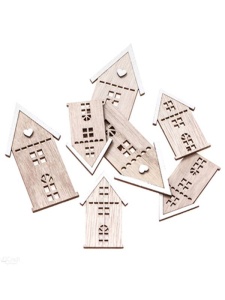 Set 7 ornamente din lemn - Casute Dp-Craft DPDN-210