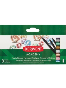 Set 8 markere culori metalice soft Derwent Academy 98212