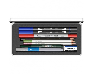 Set 9 piese pentru urban sketching cu markere, creioane si accesorii, Tombow, URBAN-SET