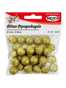 Set bile polistiren cu glitter auriu Meyco