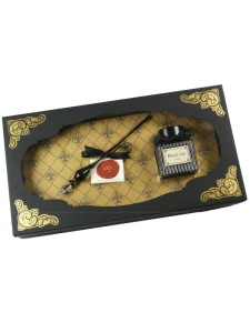 Set caligrafie Toc din sticla si calimara 30ml cu cerneala neagra Rubinato 23/2/2