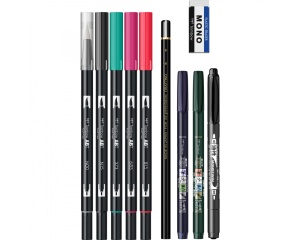 Set lettering pentru avansati cu markere si accesorii, Tombow, TB-LS-ADV