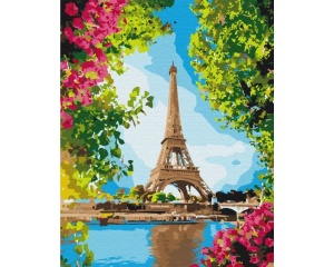 Set pictura pe numere flower view of the eiffel tower BS52706