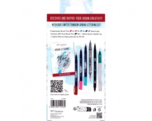 Set Urban Lettering cu markere caligrafice si pensula cu rezervor, Tombow, TB-LS-WSBHS