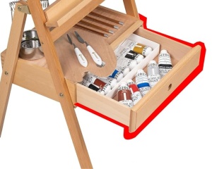 Sevalet Profesional de Studio MEEDEN Forward Tilt H-Frame cu Sertar din Fag Natur, cod AFE-6073-YM