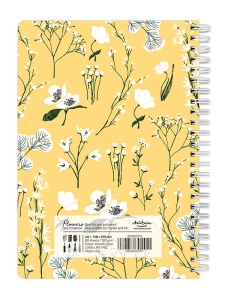 Sketchbook cu spira Flowers galben 120g/mp, 60 file Drasca